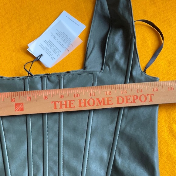 7 for All Man Kind Olive Green Corset Faux Leather Top in Size M, NWT - Picture 8 of 15